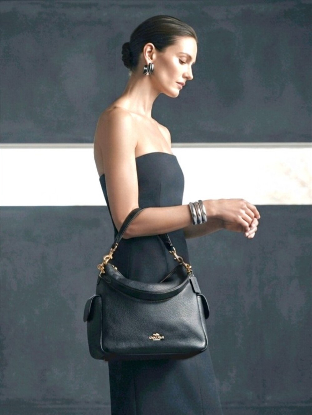 Coach Pennie Convertible Shoulder Bag in Black Pebble Leather With COA - Picture 11 of 13